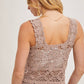 SHEER CROCHET SLEEVELESS SQAURE NECK TOP