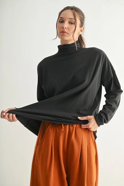 Pima Cotton Slouchy Turtleneck