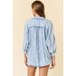 3/4 Sleeve Soft Denim Button-Down