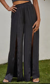Satin Front Slit Pant