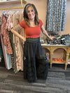 Boho Black metallic accent pant