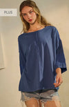 Blue Curvy Textured Top