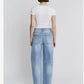 Raw Hem Cuffed Barrel Jean