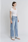 Raw Hem Cuffed Barrel Jean