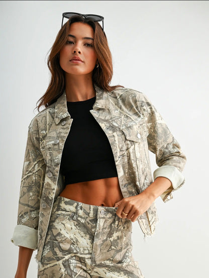 Mica Camo Raw Edge Jacket