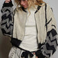 Black and White Textured Crop Jacket