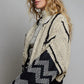 Black and White Textured Crop Jacket