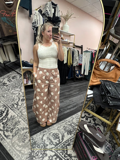 Polka Dot Washed Tulip Pants