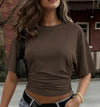 Brown cinched Side T-Shirt