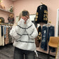 white And Black Striped Balloon Sleeve Sweater