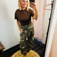 Camo Ruched Barrel Pants