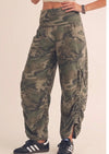 Camo Ruched Barrel Pants
