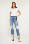 Super High Straight distressed raw hem