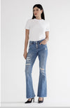 Mid Rise Flare Button Up