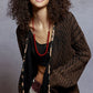 Long Sleeve Animal Pattern Sweater Open Cardigan