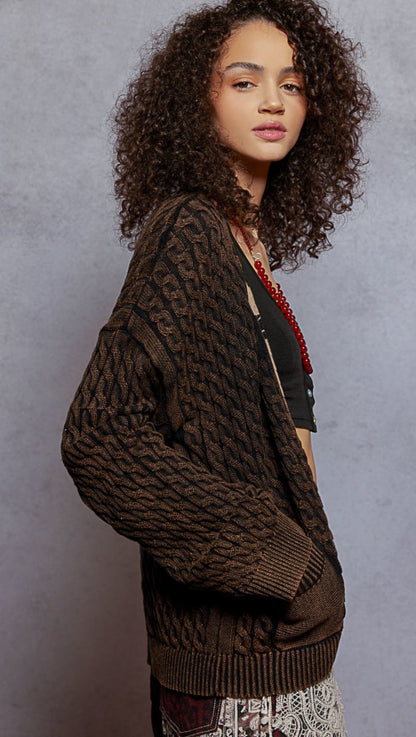 Long Sleeve Animal Pattern Sweater Open Cardigan