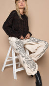 Embroidered Detail Designer Pants