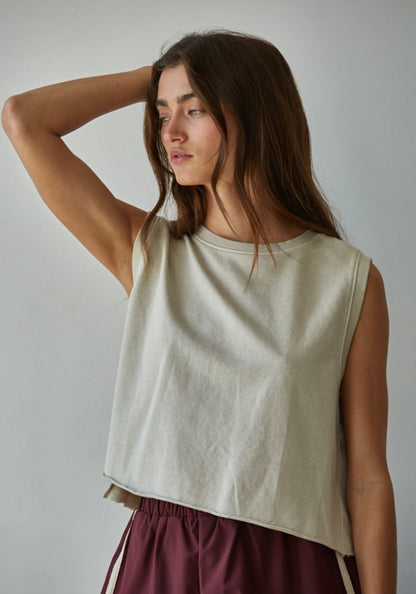 Knit Cotton Round Neck Tank Top