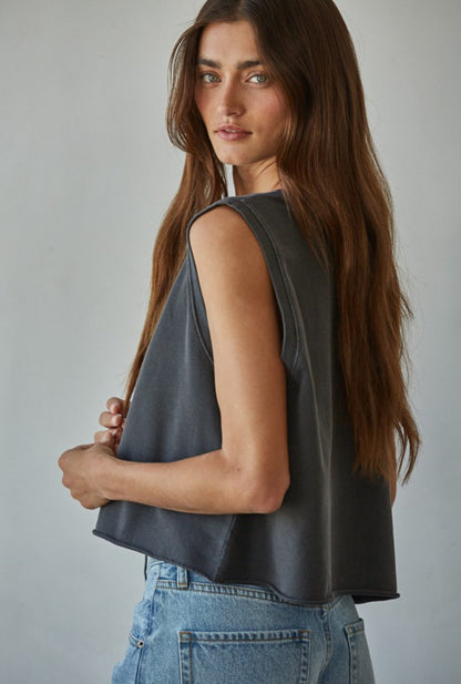 Knit Cotton Round Neck Tank Top