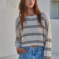 Black and white striped crop sweater