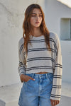 Black and white striped crop sweater