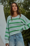 Knit Sweater Striped Crewneck Long Sleeve Top