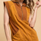 Mineral Washed Sporty Half Zip Vest
