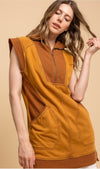 Mineral Washed Sporty Half Zip Vest