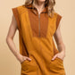 Mineral Washed Sporty Half Zip Vest