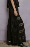 Lace elastic band wide leg pants