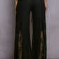 Lace elastic band wide leg pants