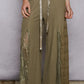 Lace elastic band wide leg pants