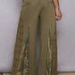 Lace elastic band wide leg pants