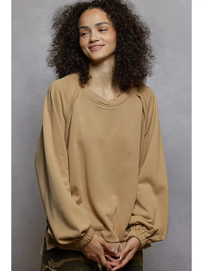 Back Cross Balloon Sleeve Sweatshirt