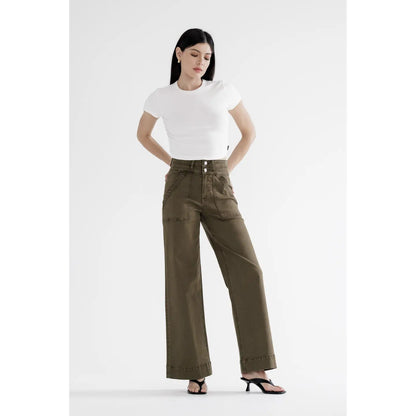 Super High Double Waistband Wide Leg Denim