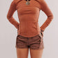 Ladies Solid Color Bell Long Sleeves Top