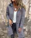 Vintage Style Denim Patchwork Hooded Knit Cardigan