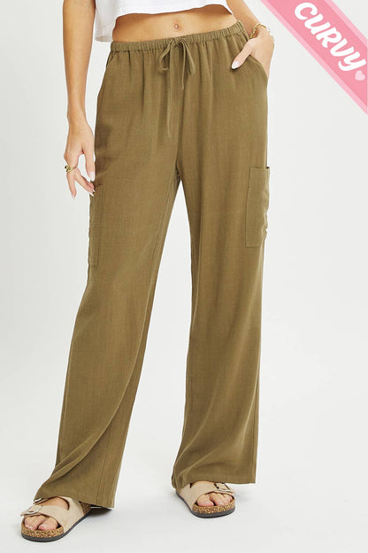 LINEN- BLEND PULL-ON-PANTS