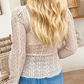 Mesh Sheer Lace Flounced Mock Neck Top
