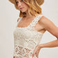 SHEER CROCHET SLEEVELESS SQAURE NECK TOP