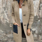 Vintage Style Denim Patchwork Hooded Knit Cardigan