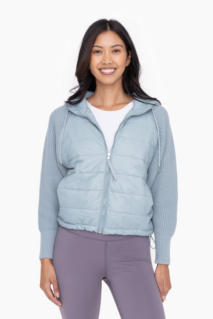 Nylon & Knit Zip-up Hoodie Jacket image 2