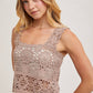 SHEER CROCHET SLEEVELESS SQAURE NECK TOP