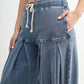 Cotton Blend Mineral Wash Wide-Leg Pants