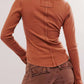 Ladies Solid Color Bell Long Sleeves Top