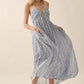 Floral-Stripe Tie-Back Maxi Halter Dress