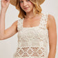 SHEER CROCHET SLEEVELESS SQAURE NECK TOP