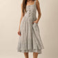 Striped Layered Fit-and-Flare Midi Dress