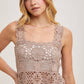 SHEER CROCHET SLEEVELESS SQAURE NECK TOP