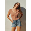 Cap Sleeve Half Button Bodysuit